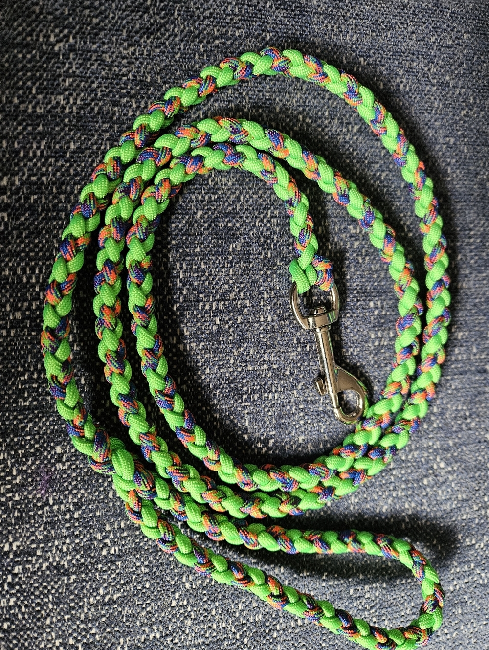 Braided Neon Green Multicolor Paracord Dog Leash